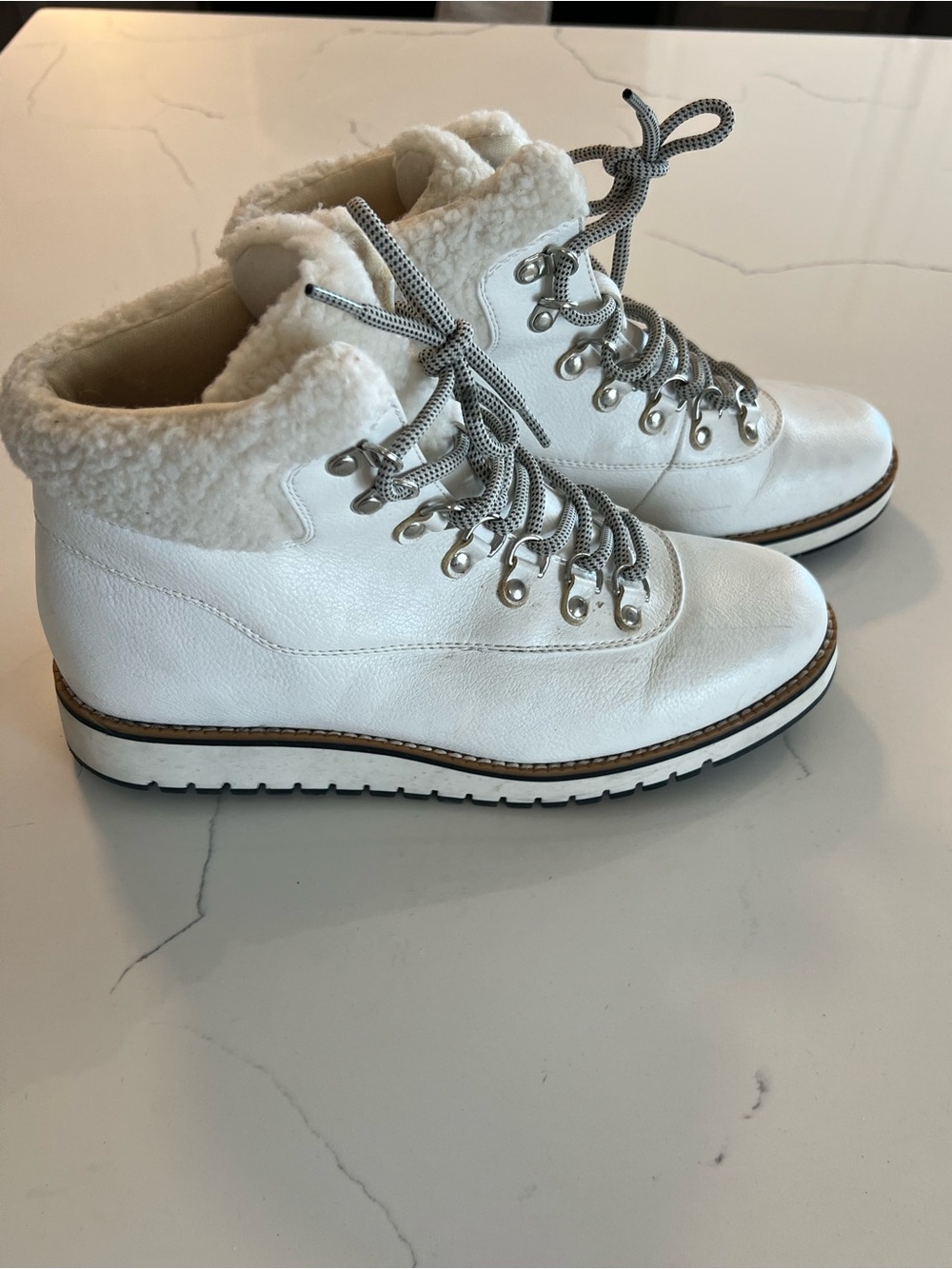 White Mountain White Faux-Shearling Lace-Up Winter Boots